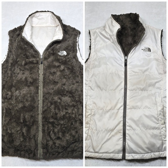 The North‎ Face Reversible Vest Womens Medium Faux Fur Fleece Y2K 90's - Picture 1 of 15